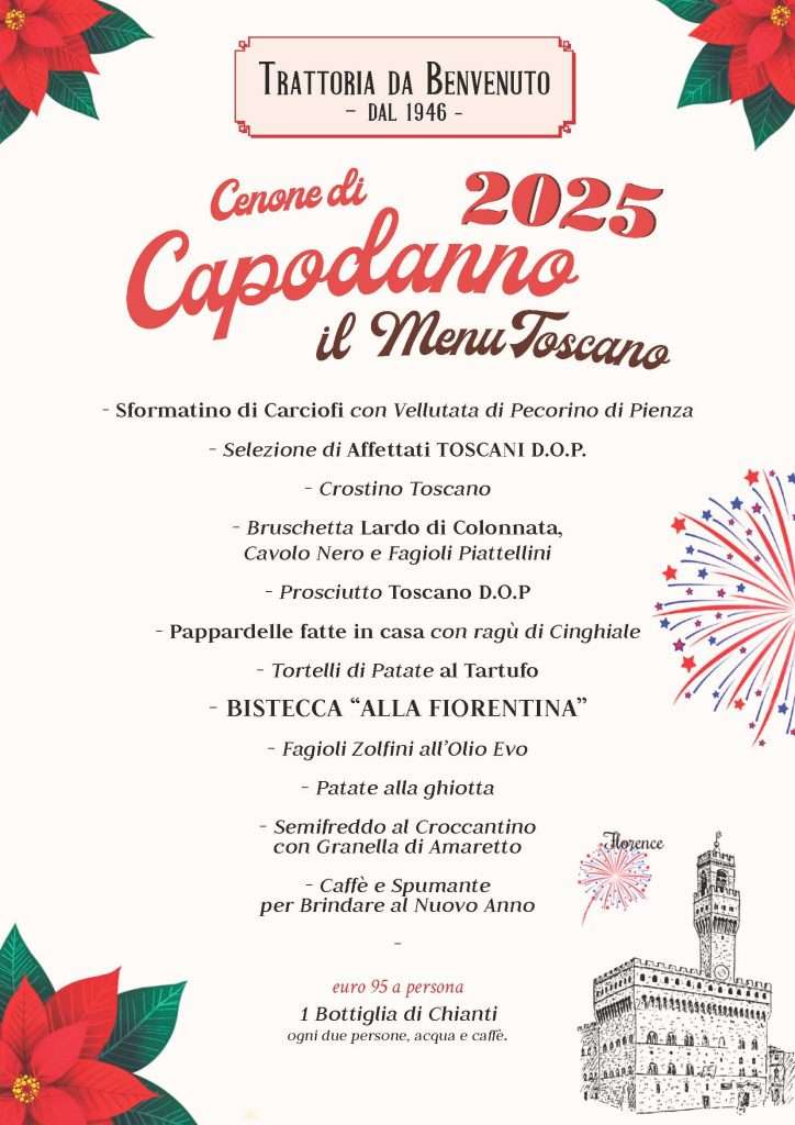 cenone capodanno firenze 2025 trattoria da benvenuto